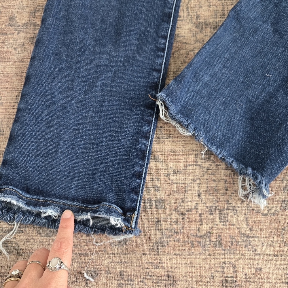 Good American Good Classic Bootcut Baby Step Hem Denim Jeans Indigo Blue Size 12 - Picture 4 of 8